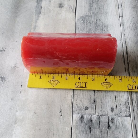 Heart Red Pillar Candle 6"x3" - Wax Burning - Picture 2 of 3